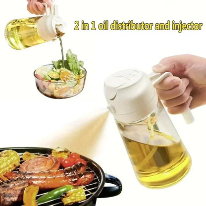 500ml 2 in1 Oil Spray Bottle Kitchen Barbecue Cooking Olive Oil Dispenser