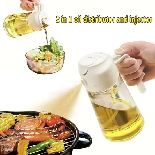 500ml 2 in1 Oil Spray Bottle Kitchen Barbecue Cooking Olive Oil Dispenser