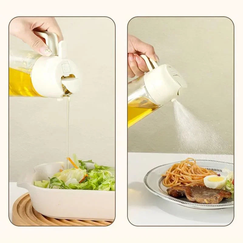 500ml 2 in1 Oil Spray Bottle Kitchen Barbecue Cooking Olive Oil Dispenser