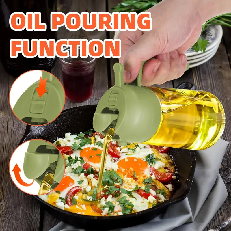 500ml 2 in1 Oil Spray Bottle Kitchen Barbecue Cooking Olive Oil Dispenser