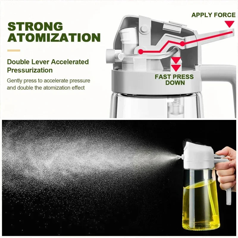 500ml 2 in1 Oil Spray Bottle Kitchen Barbecue Cooking Olive Oil Dispenser