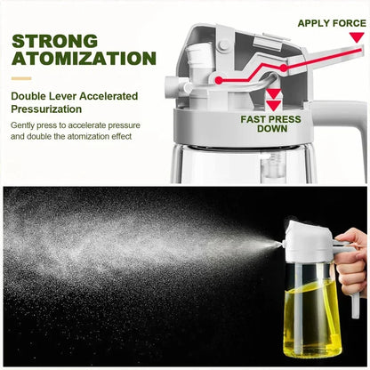 500ml 2 in1 Oil Spray Bottle Kitchen Barbecue Cooking Olive Oil Dispenser