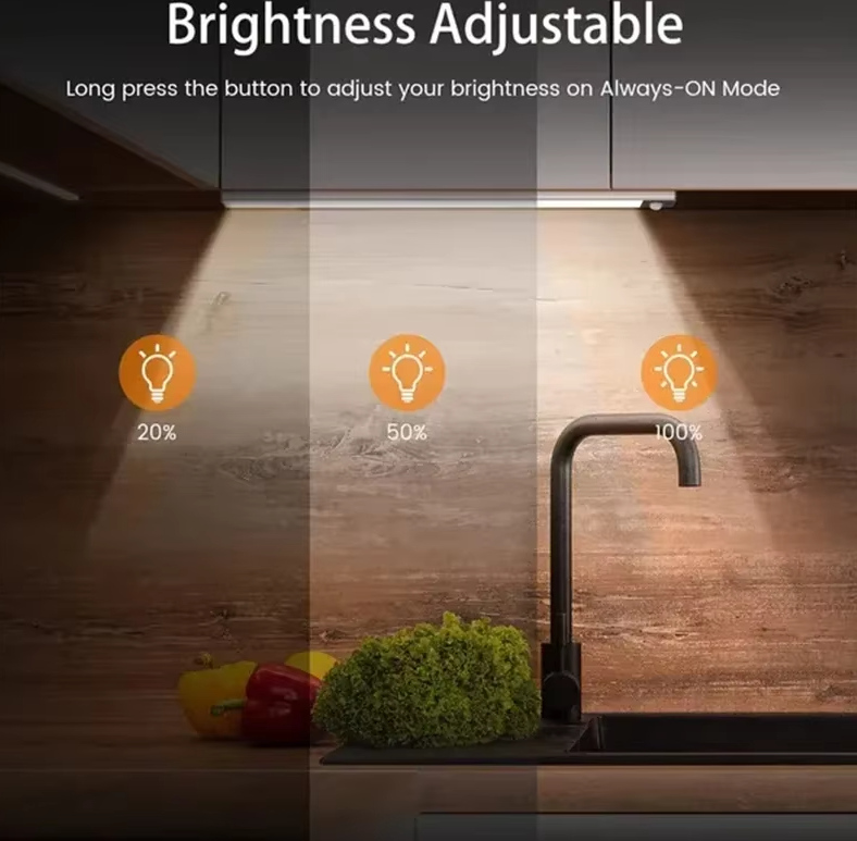 Motion Sensor LED Under Cabinet Lamp Dimmable Rechargeable Night Light