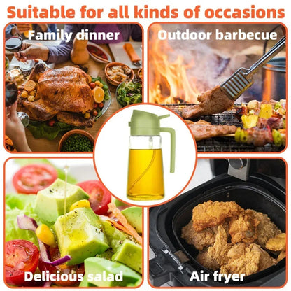 500ml 2 in1 Oil Spray Bottle Kitchen Barbecue Cooking Olive Oil Dispenser