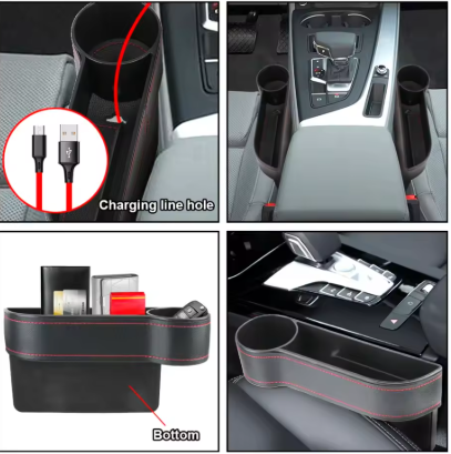 Leather Car Seat Gap Storage Box Universal Seat Gap Slit Box
