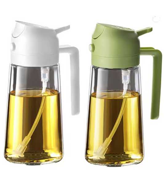 2PCS 2in1 Olive Oil Dispenser Bottle 500ml Plastic Oil Sprayer
