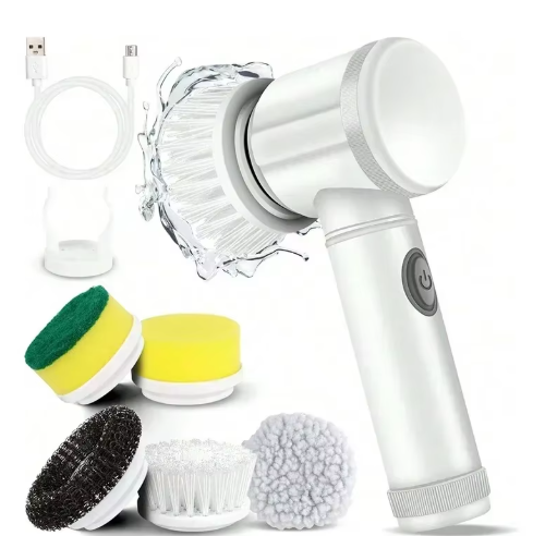 Electric Spin Scrubber Cordless Spin Scrubber with 5 Replaceable Brush Heads