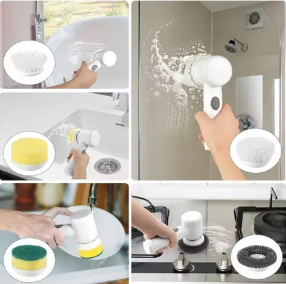 Electric Spin Scrubber Cordless Spin Scrubber with 5 Replaceable Brush Heads
