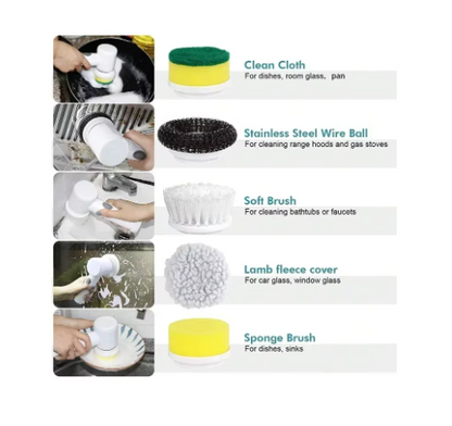 Electric Spin Scrubber Cordless Spin Scrubber with 5 Replaceable Brush Heads