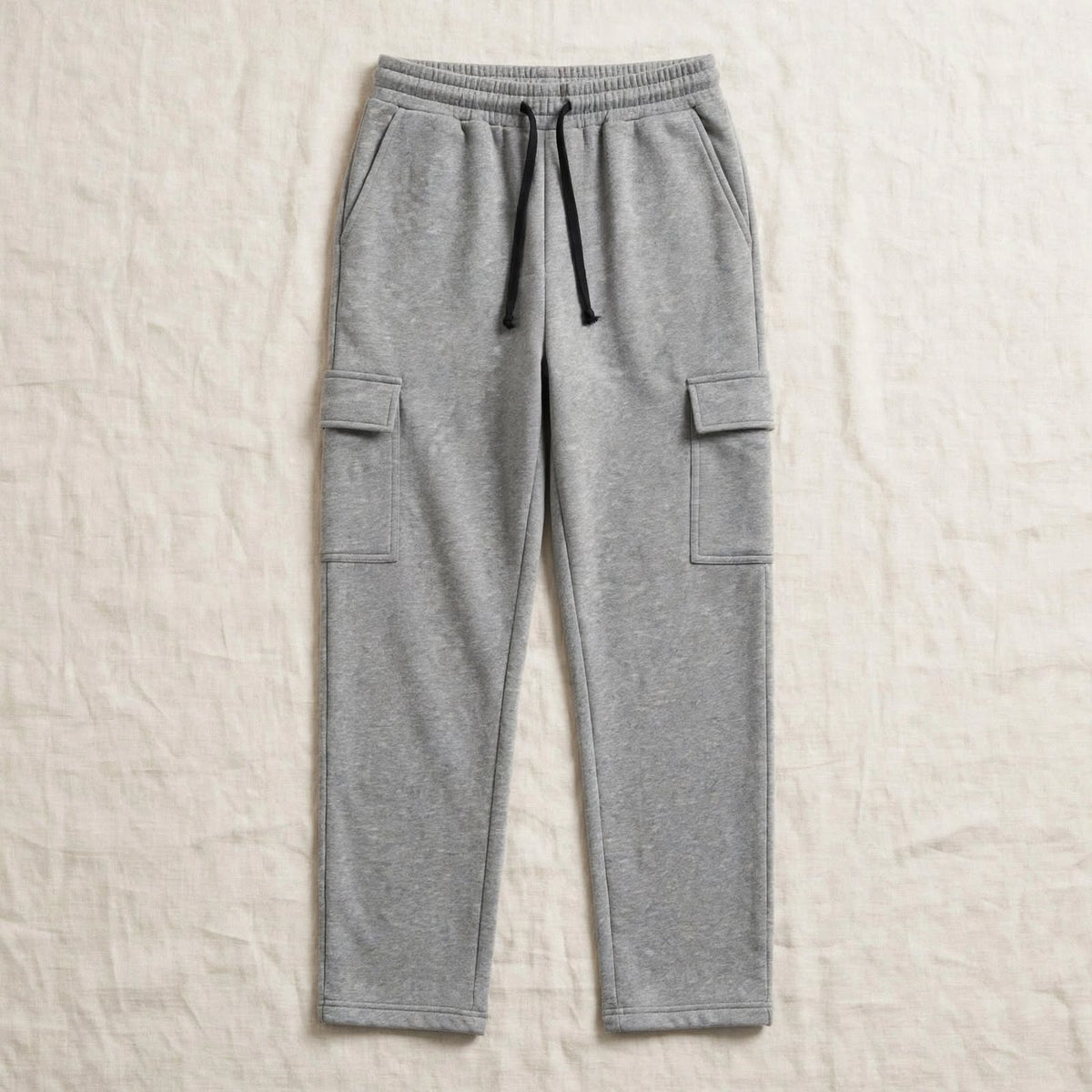 Men’s Gray Cargo Trousers – Modern Relaxed Fit Casual Pants with Side Pockets