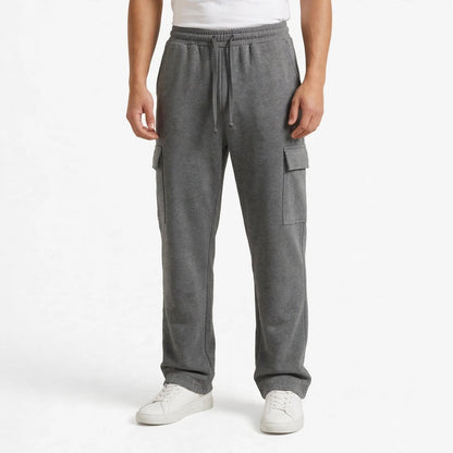 Men’s Gray Cargo Trousers – Modern Relaxed Fit Casual Pants with Side Pockets