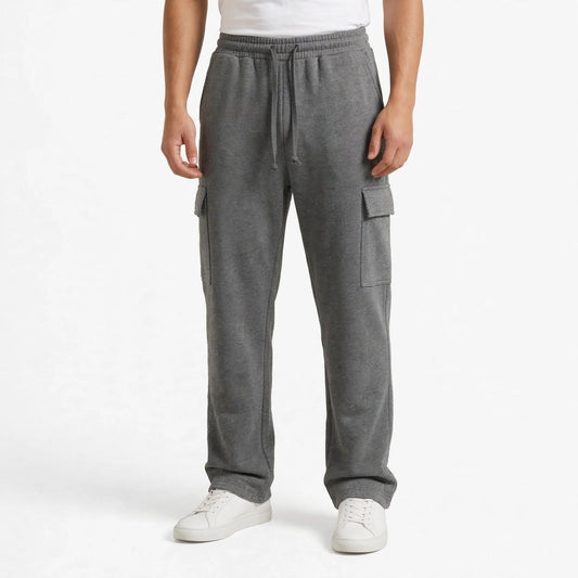 Men’s Gray Cargo Trousers – Modern Relaxed Fit Casual Pants with Side Pockets