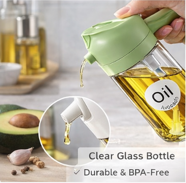 2PCS 2in1 Olive Oil Dispenser Bottle 500ml Plastic Oil Sprayer